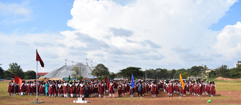 Students participating in school sports activities